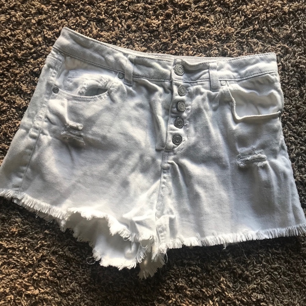 High-Waisted White Refuge Shorts